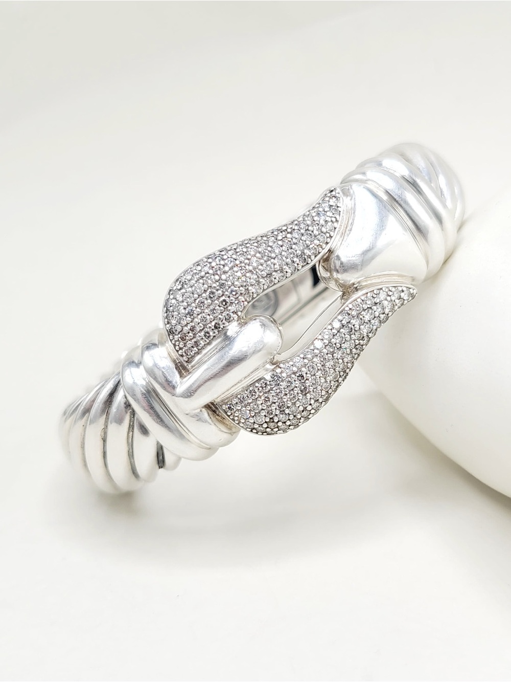 David Yurman Jumbo Waverly Buckle Bracelet With Diamonds